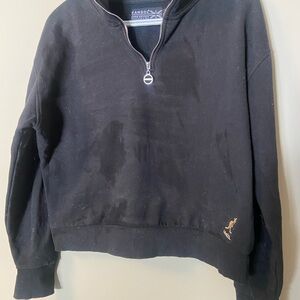 Kangol Vintage Womens Black Fleece 1/4 Zip Sweater